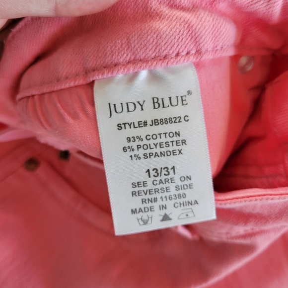 Judy Blue Pink Lisa High Rise Control Top Wide Leg Crop Jeans Size 13 / 31 - Picture 9 of 9